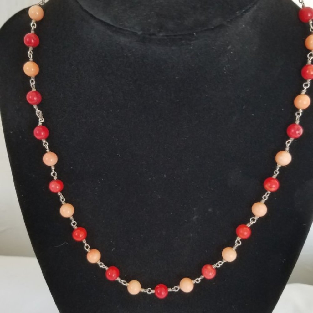 Coral and Silver Necklace